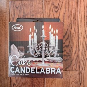 Cake Candelabra Birthday Cake Decorating Decoration Silver Candles Included NIB